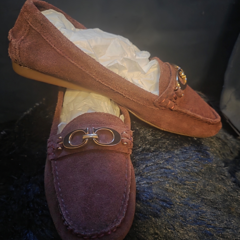 Coach Suede Driving Loafers Maroon Horsebit Flats Women’s 6B
